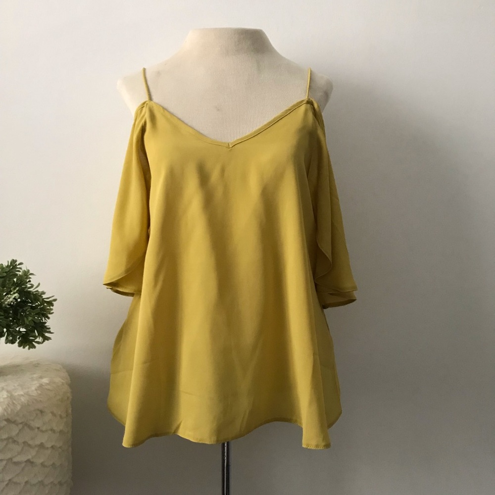 ASOS off the shoulder yellow blouse